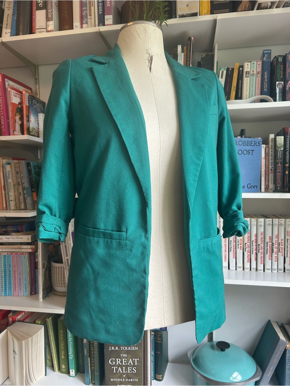 Women’s Green Open-Front Blazer Jacket